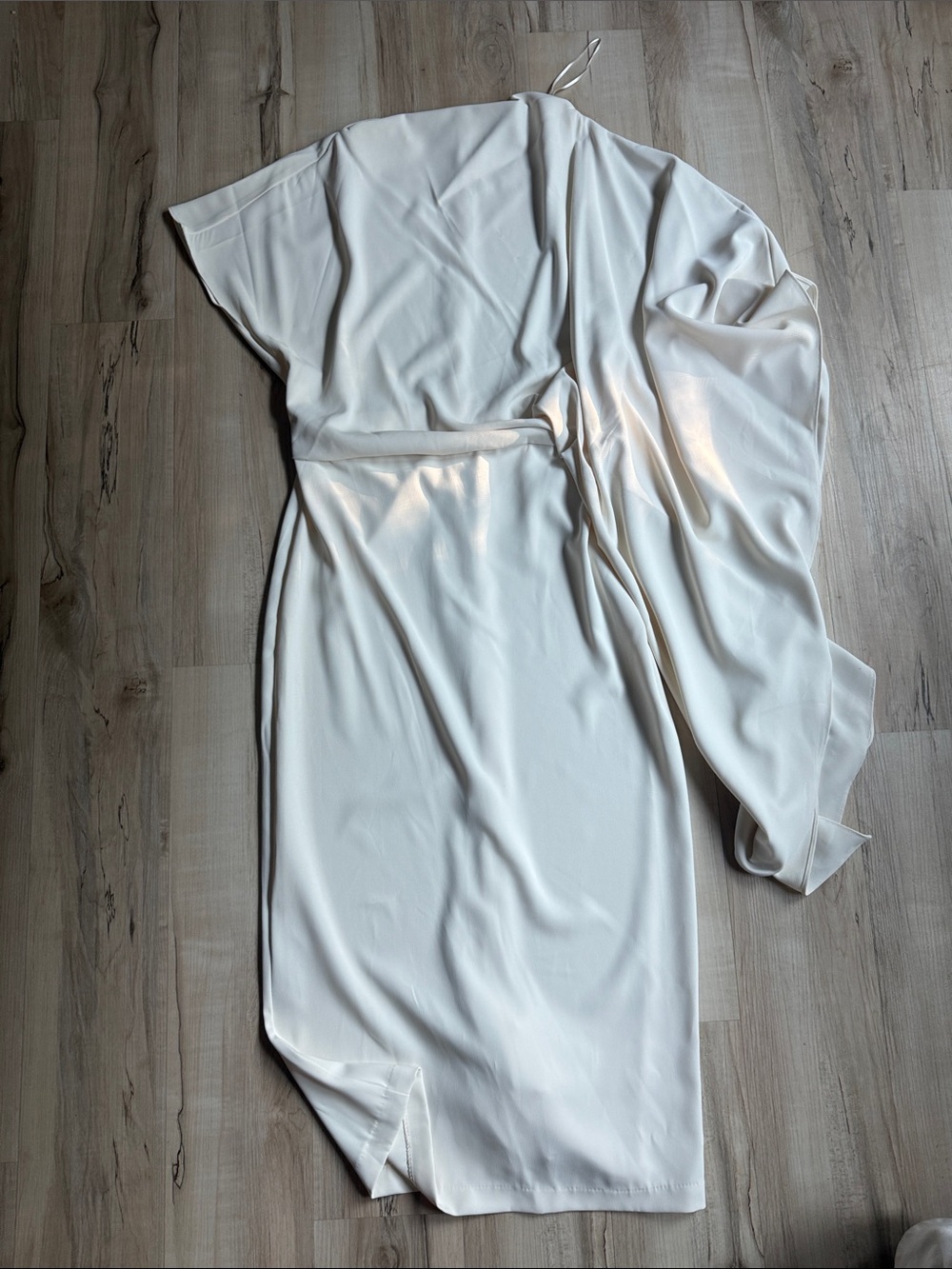 Mango One-Shoulder Ivory Asymmetrical Dress